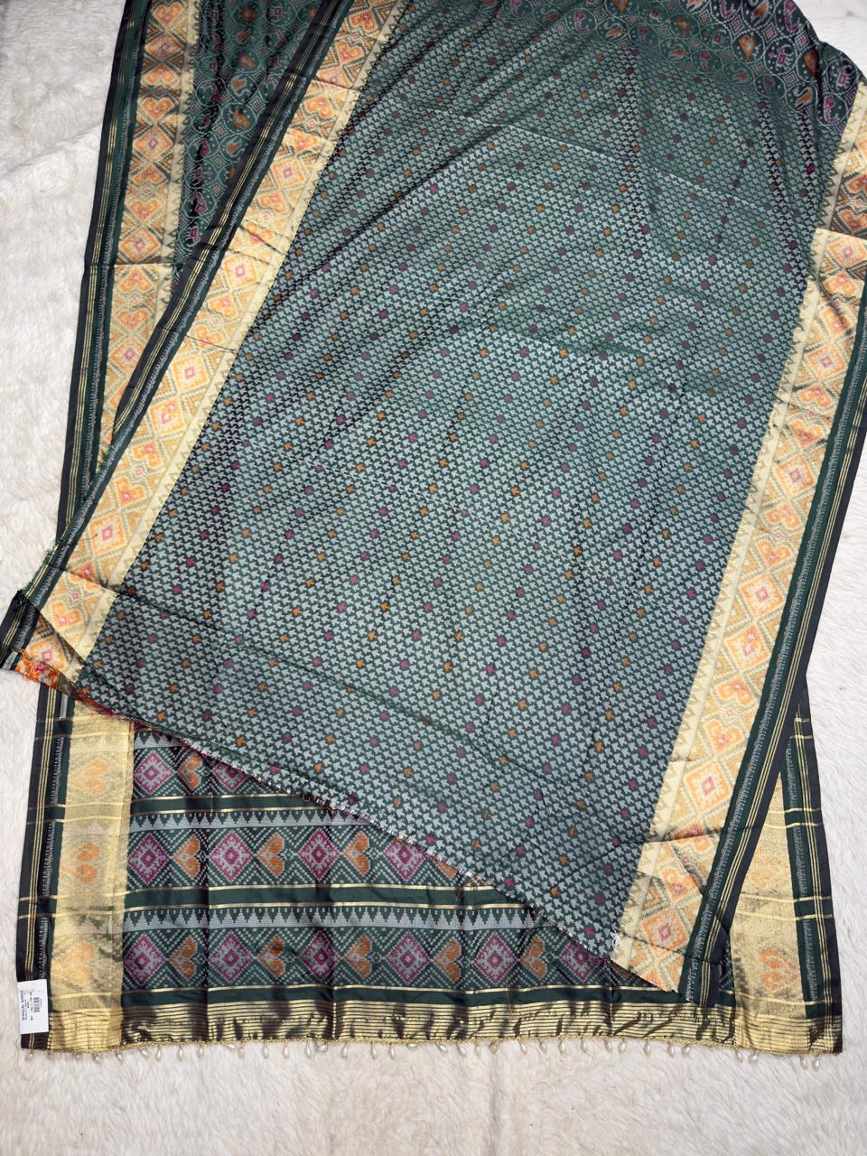 SHAGUN FASHION Exclusive Banglori Soft Silk Ikat Patola Saree with Rich Zari Weaving Pallu & Pearl Tassel Finish
