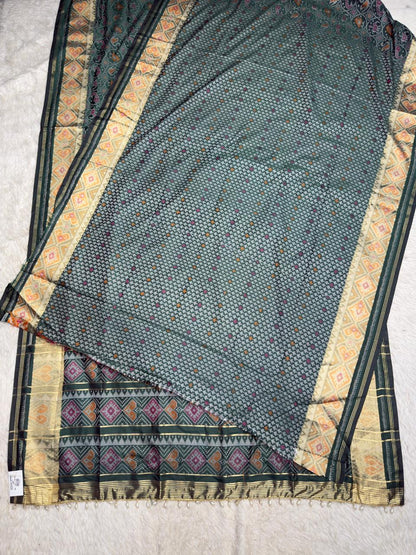 SHAGUN FASHION Exclusive Banglori Soft Silk Ikat Patola Saree with Rich Zari Weaving Pallu & Pearl Tassel Finish