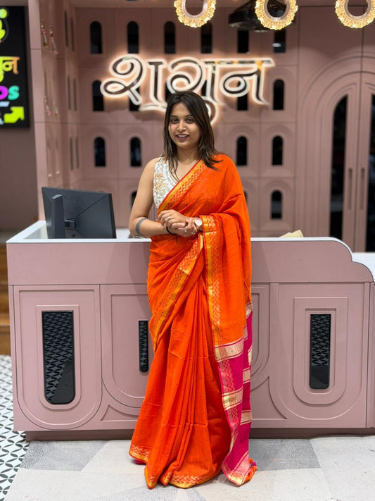 Dual Tone Silk Saree with Zari Border | Traditional Festive Wear | Shagun Sarees
