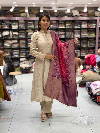 SHAGUN FASHION Designer Anarkali Kurta Set with Heavy Bandhani Dupatta — Exclusive on zankhi.in