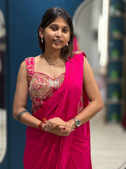 SHAGUN FASHION Ready to Wear Designer Saree with Heavy Worked Blouse & Matching Belt