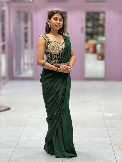 SHAGUN FASHION Ready to Wear Designer Saree with Heavy Worked Blouse & Matching Belt