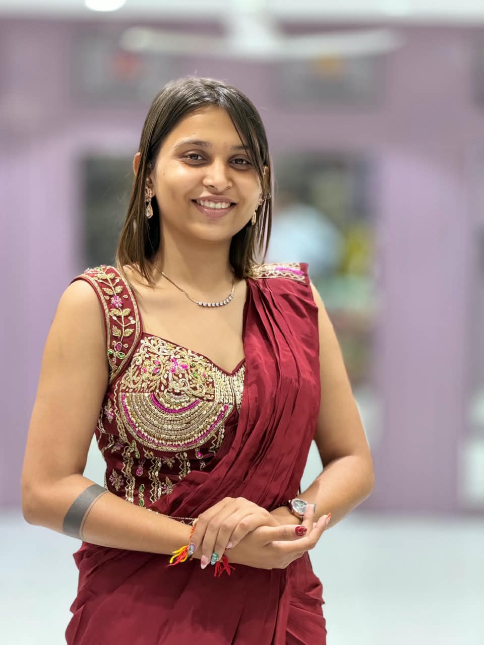 SHAGUN FASHION Ready to Wear Designer Saree with Heavy Worked Blouse & Matching Belt