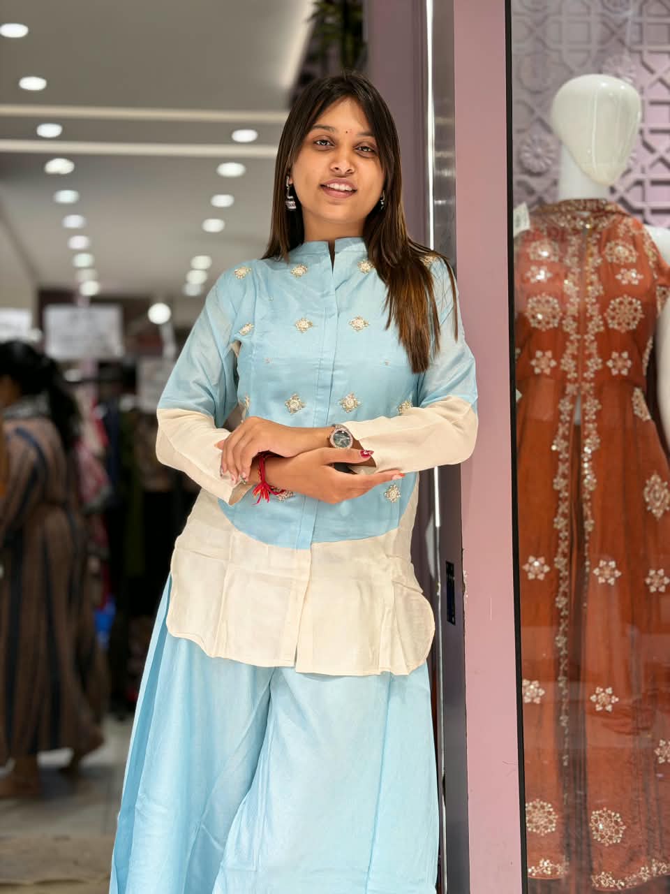 SHAGUN FASHION Designer Silk Co-Ord Set – Kurti with Flared Sharara / Palazzo Pants