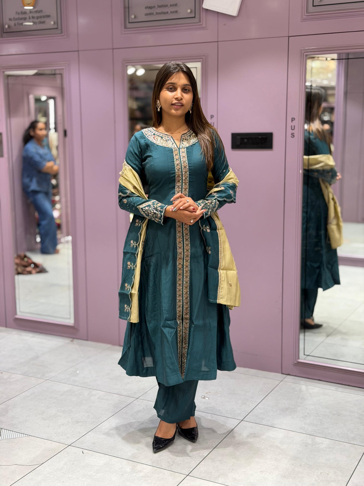 SHAGUN FASHION Designer Embroidered Kurti Pant Set with Dupatta