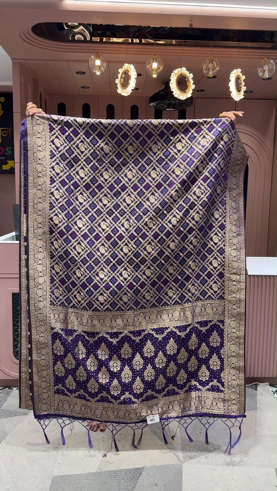SHAGUN FASHION Premium Banarasi Art Silk Bandhani Jacquard Saree with Mirror-Work Heavily Embroidered Blouse Piece