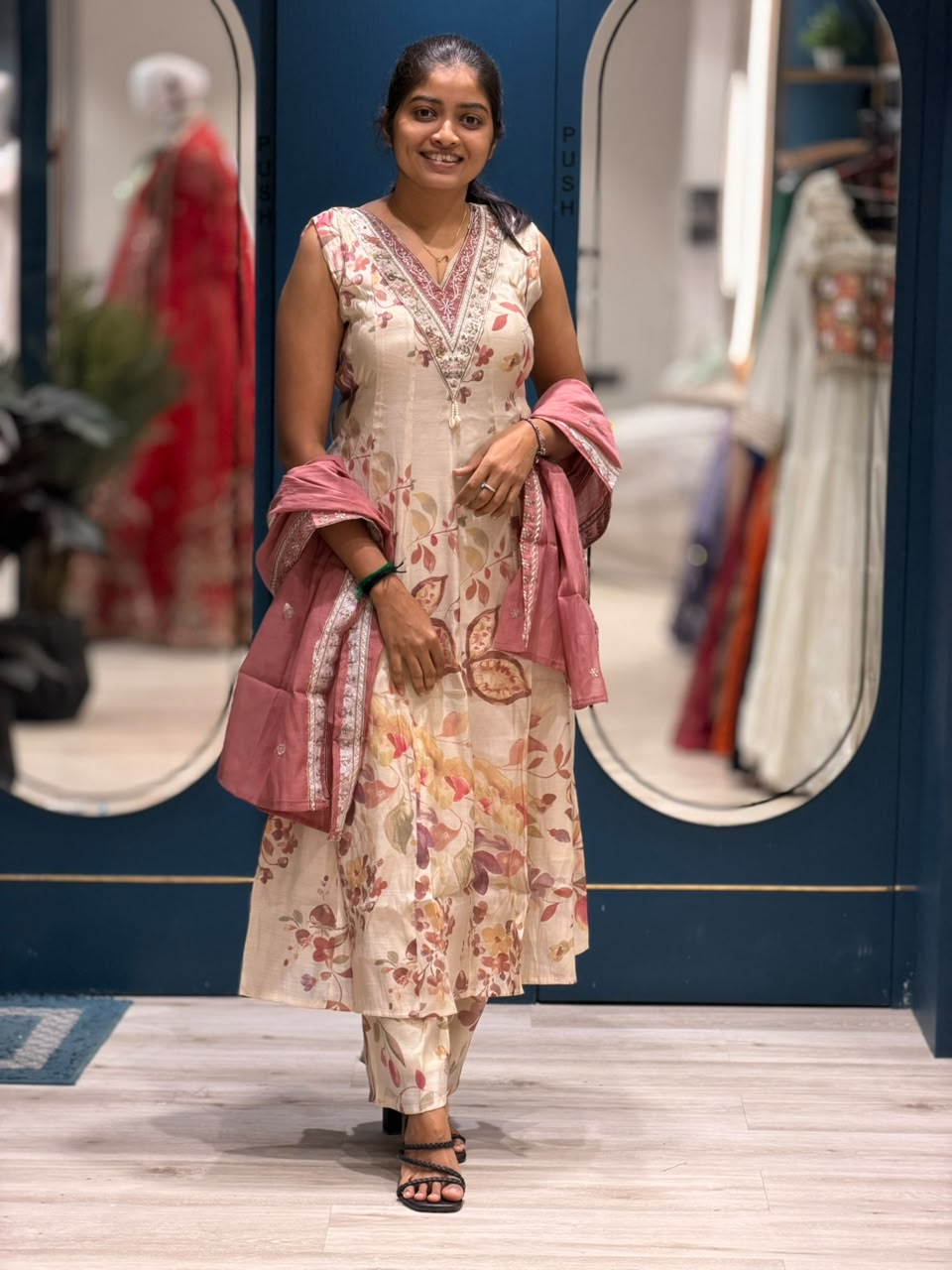 SHAGUN FASHION Floral Anarkali Kurti Set with Dupatta