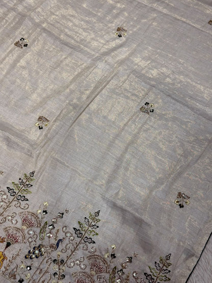 SHAGUN FASHION Luxury Designer Tissue Chanderi Silk Saree with Heavy Embroidery & Sequin Work