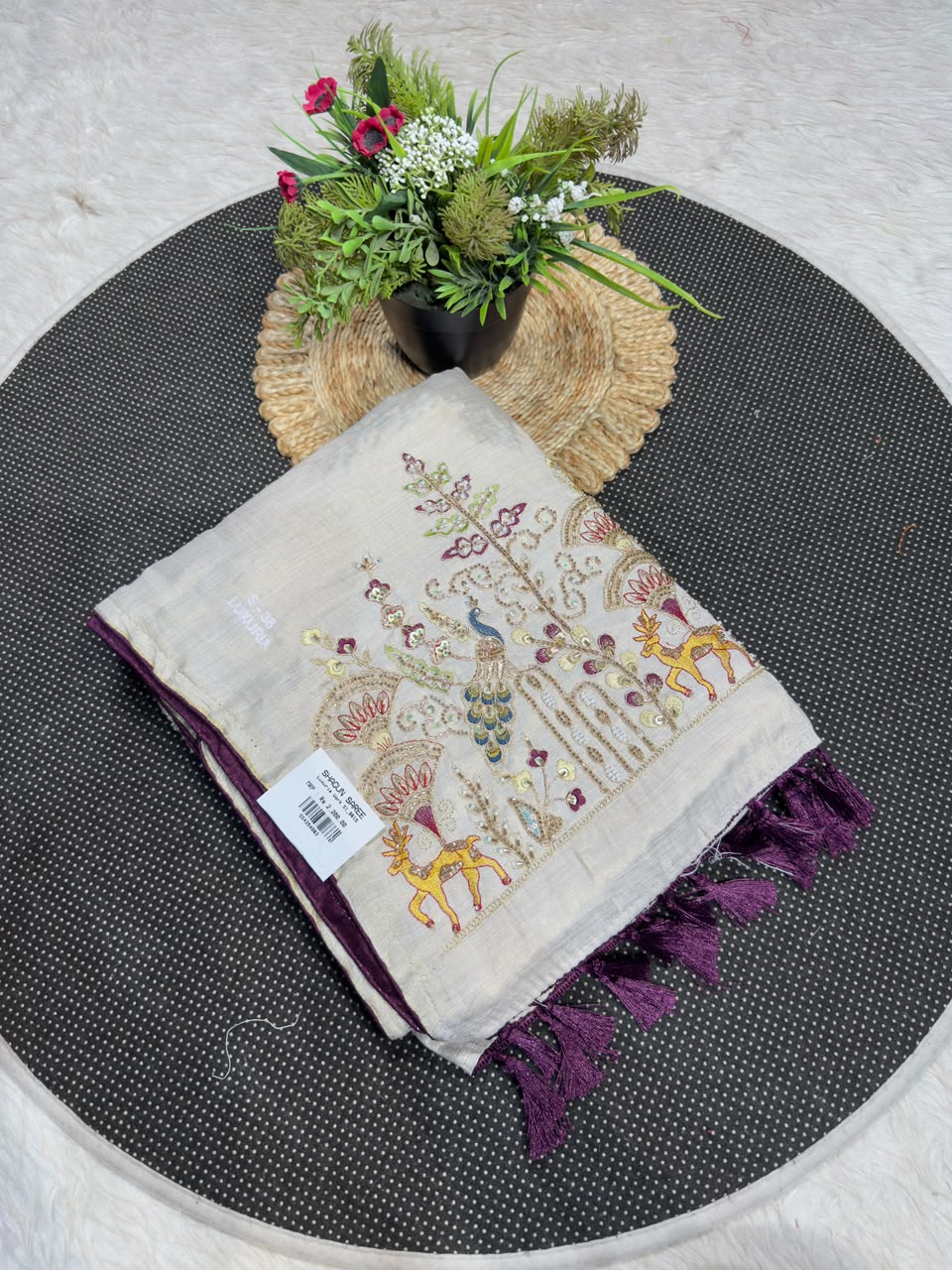 SHAGUN FASHION Luxury Designer Tissue Chanderi Silk Saree with Heavy Embroidery & Sequin Work