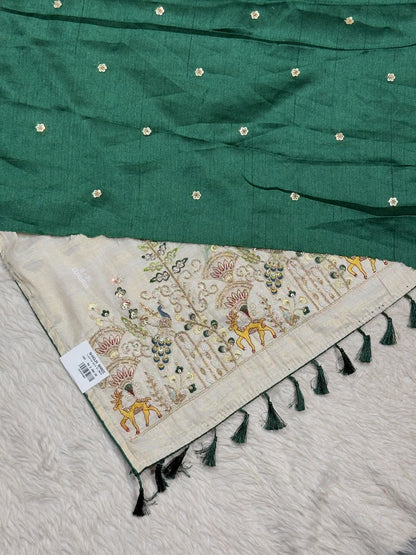 SHAGUN FASHION Luxury Designer Tissue Chanderi Silk Saree with Heavy Embroidery & Sequin Work