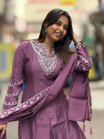 SHAGUN FASHION Designer Heavy Thread & Embroidery Work Kurti Palazzo Dupatta Set for Women | Premium Festive Ethnic Wear 3-Piece Suite