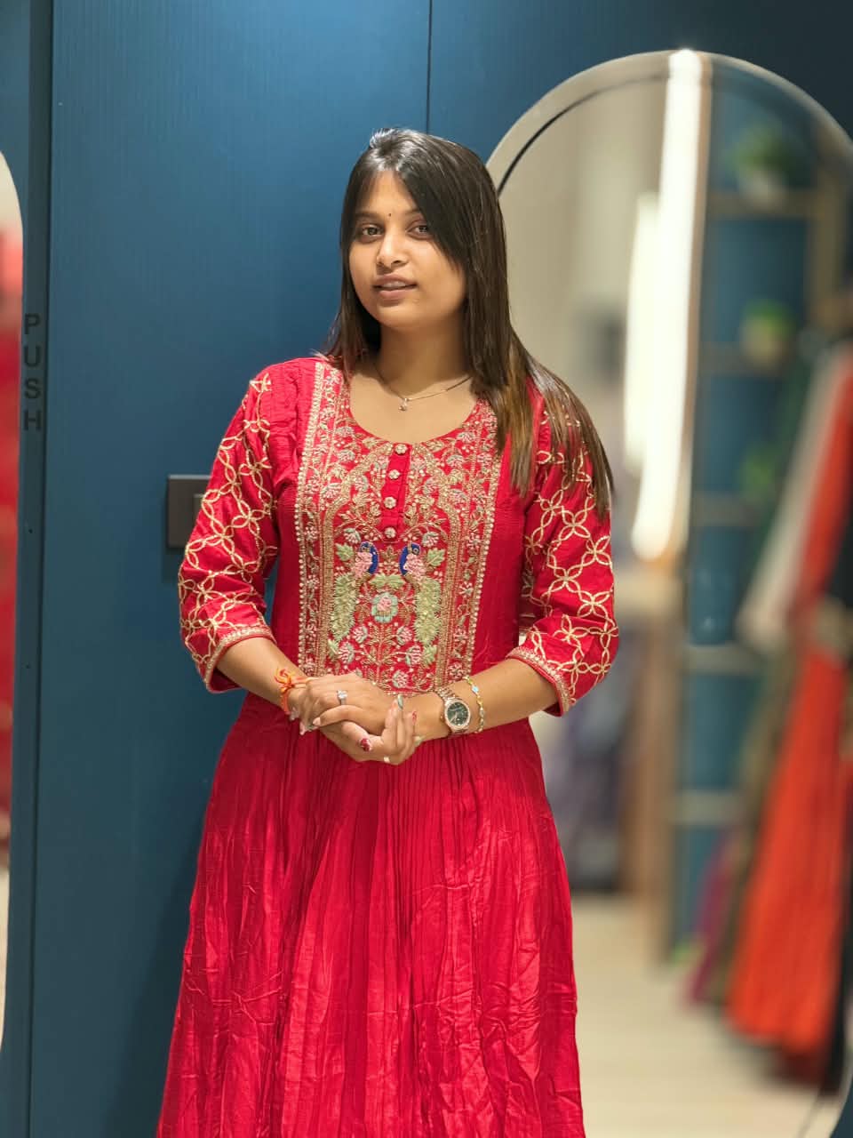 SHAGUN FASHION Designer Heavy Handwork & Peacock Embroidered Anarkali Gown Suit Set