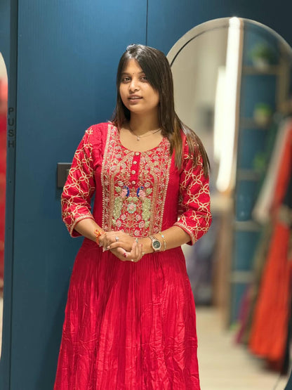 SHAGUN FASHION Designer Heavy Handwork & Peacock Embroidered Anarkali Gown Suit Set
