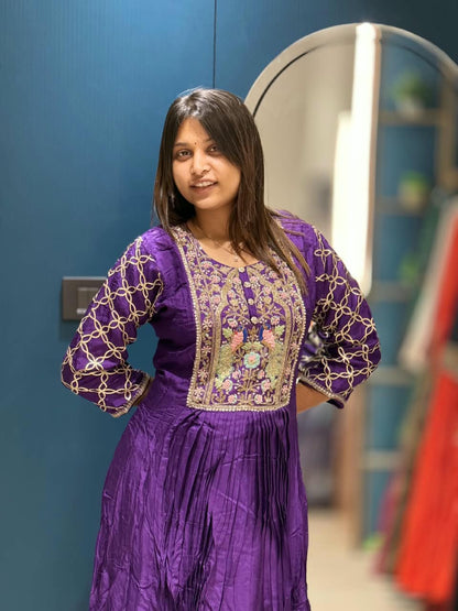 SHAGUN FASHION Designer Heavy Handwork & Peacock Embroidered Anarkali Gown Suit Set
