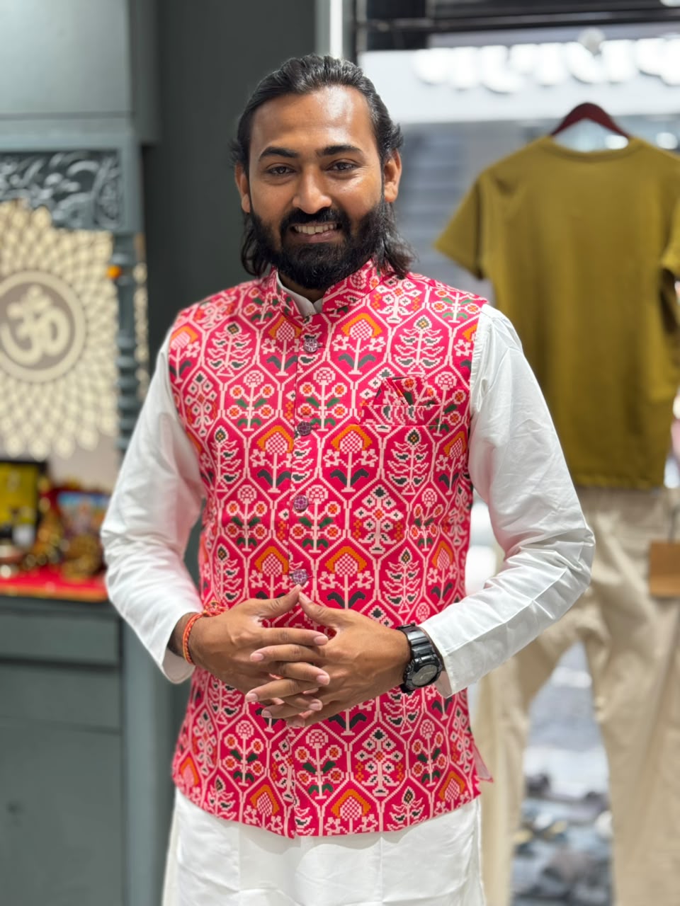 SHAGUN FASHION Premium Men's Patola Print Modi Jacket – Traditional Ethnic Sadri Waistcoat Collection for zankhi.in