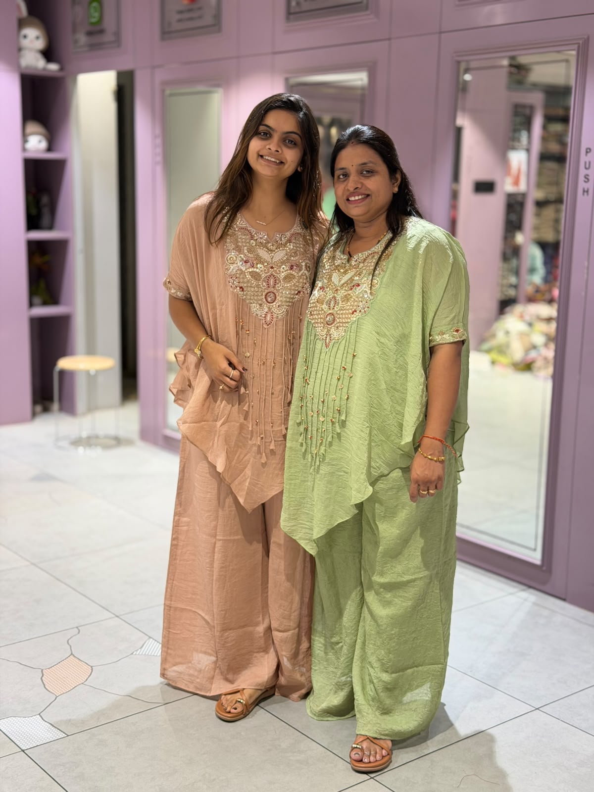 Designer Heavy Embroidery Handwork Kaftan & Palazzo Set – By SHAGUN FASHION