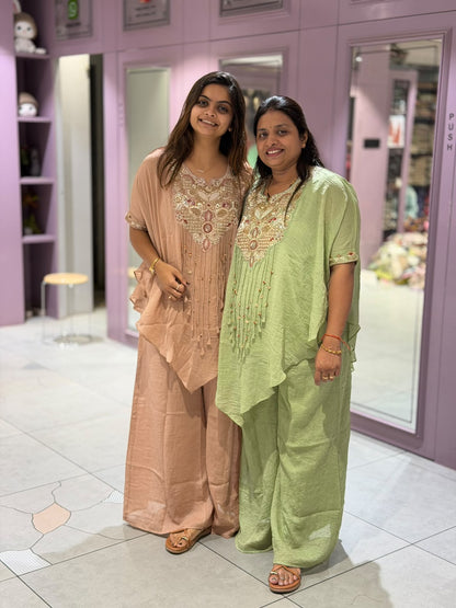 Designer Heavy Embroidery Handwork Kaftan & Palazzo Set – By SHAGUN FASHION
