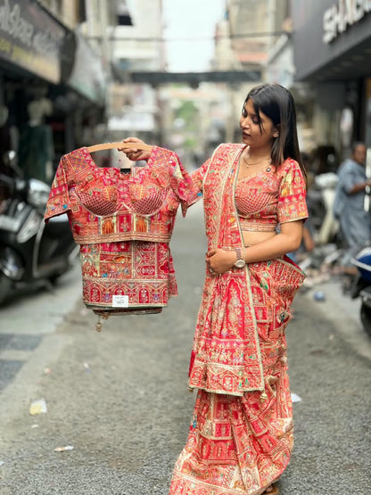 SHAGUN FASHION – Royal Designer Patchwork Bridal Saree & Padded Blouse Set