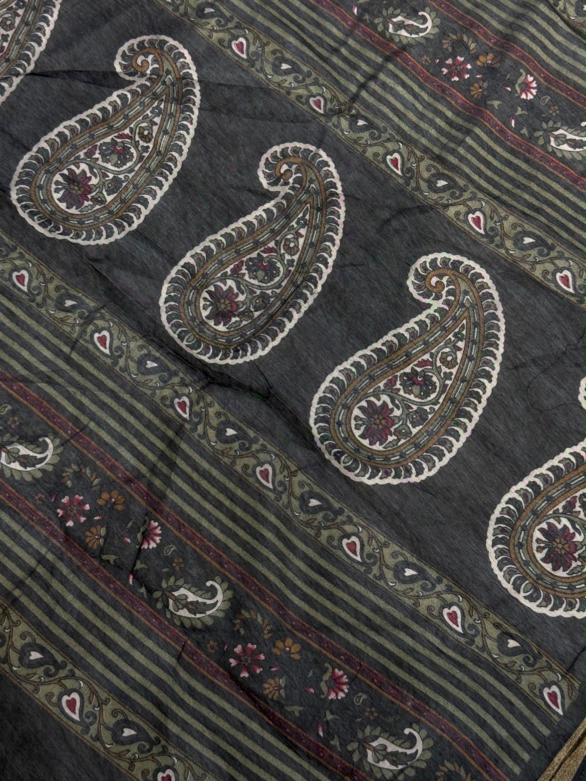 SHAGUN FASHION - Super Gold Floral Print Saree with Zari Border