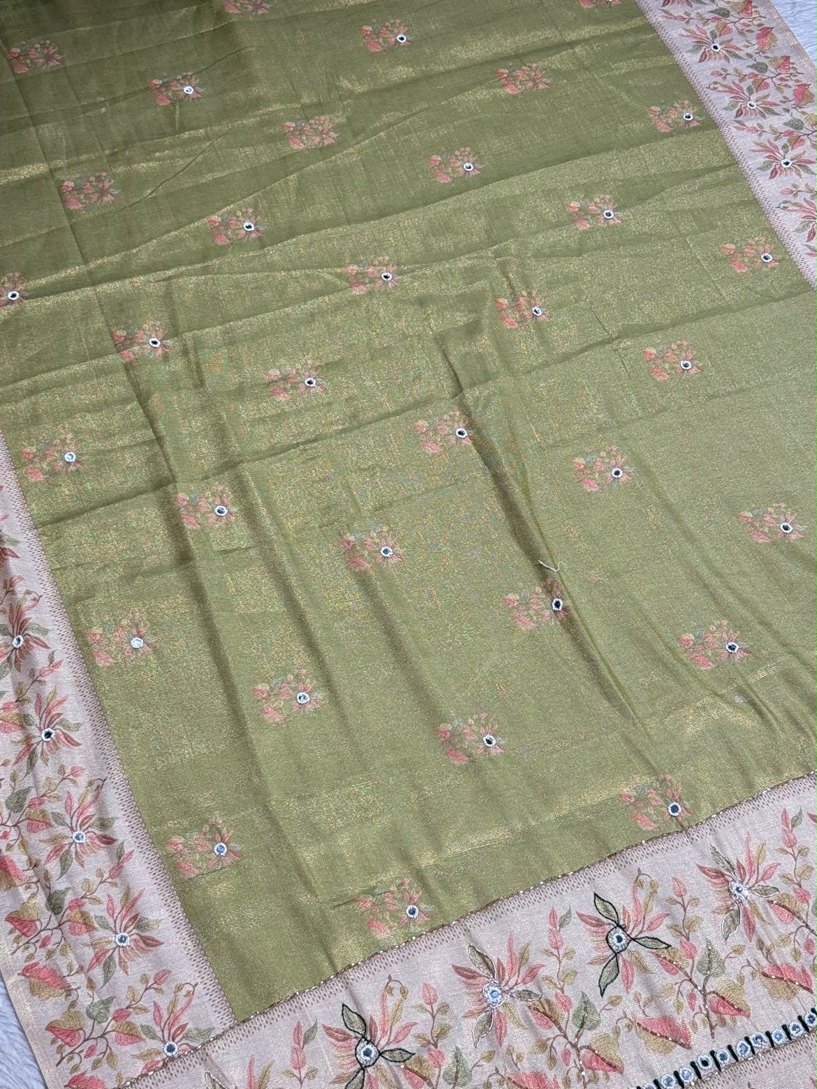 SHAGUN FASHION Premium Designer Chiffon Silk Saree with Mirror Work Pallu