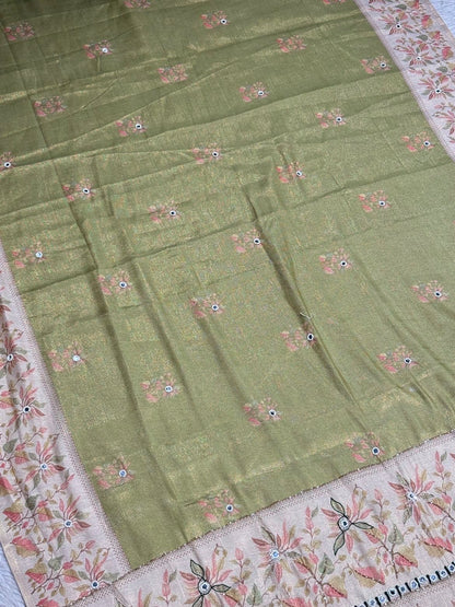 SHAGUN FASHION Premium Designer Chiffon Silk Saree with Mirror Work Pallu