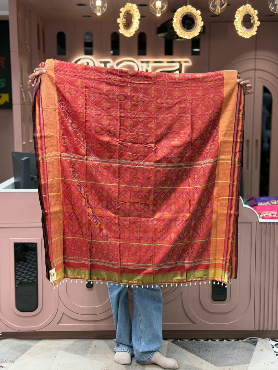 SHAGUN FASHION Exclusive Patola Silk Saree With Rich Zari Weaving & Pearl Latkan