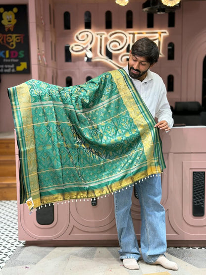 SHAGUN FASHION Exclusive Patola Silk Saree With Rich Zari Weaving & Pearl Latkan