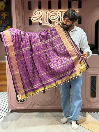 SHAGUN FASHION Exclusive Patola Silk Saree With Rich Zari Weaving & Pearl Latkan