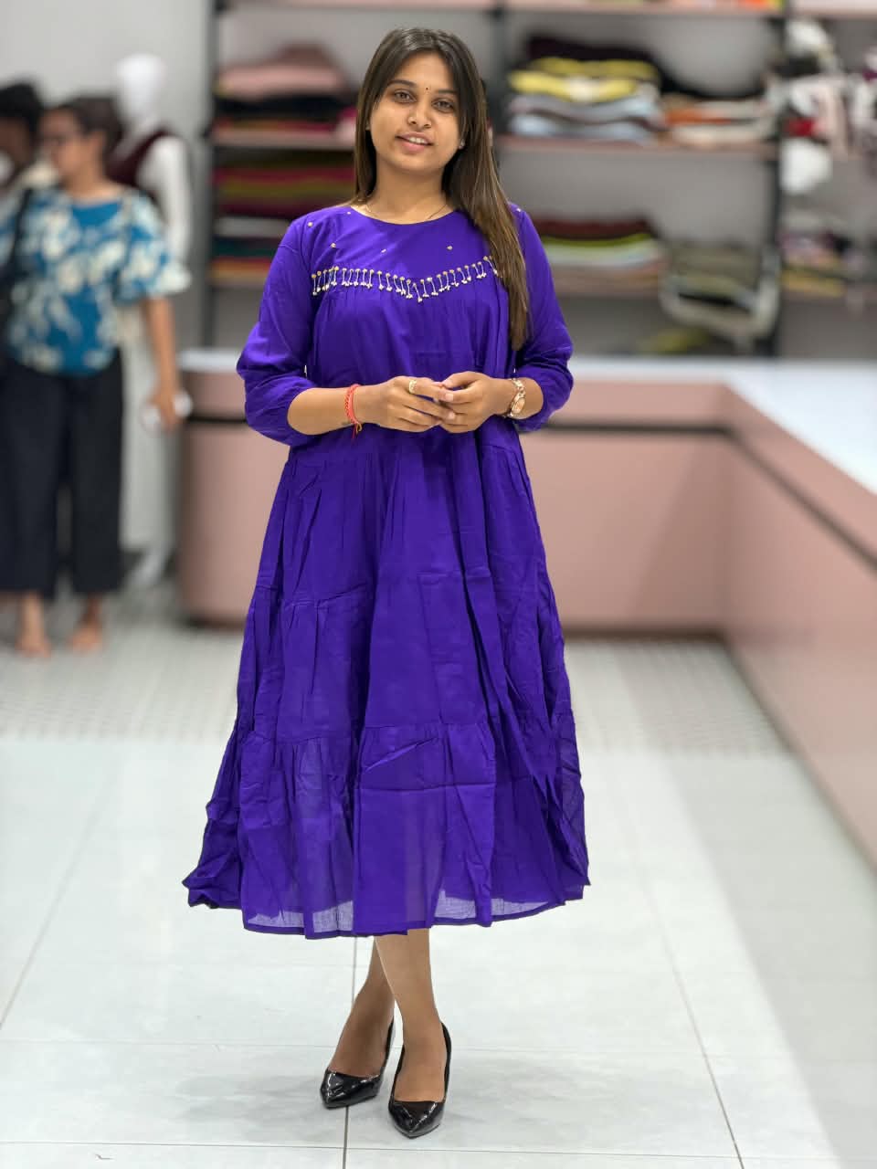 SHAGUN FASHION – Designer Tiered Flared Anarkali One-Piece Dress Exclusively on zankhi.in