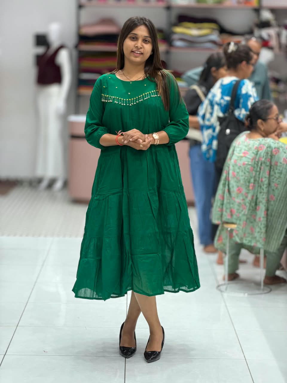 SHAGUN FASHION – Designer Tiered Flared Anarkali One-Piece Dress Exclusively on zankhi.in
