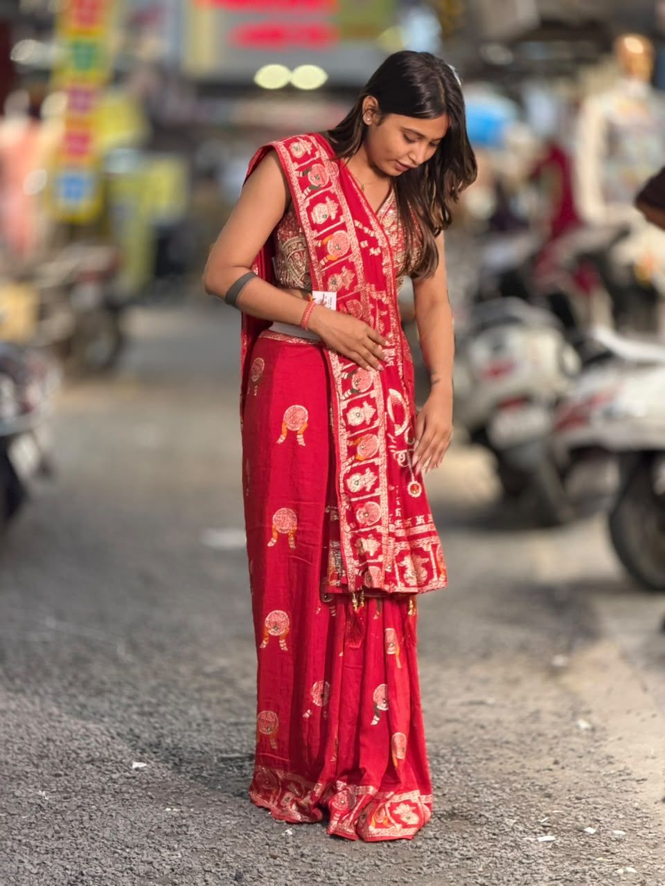 SHAGUN FASHION Exclusive Red Silk Designer Saree with Heavy Embroidered Blouse