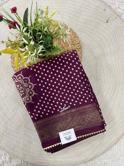SHAGUN FASHION Premium Bandhani Print Art Silk Saree with Rich Zari Border & Mandala Motif Pallu