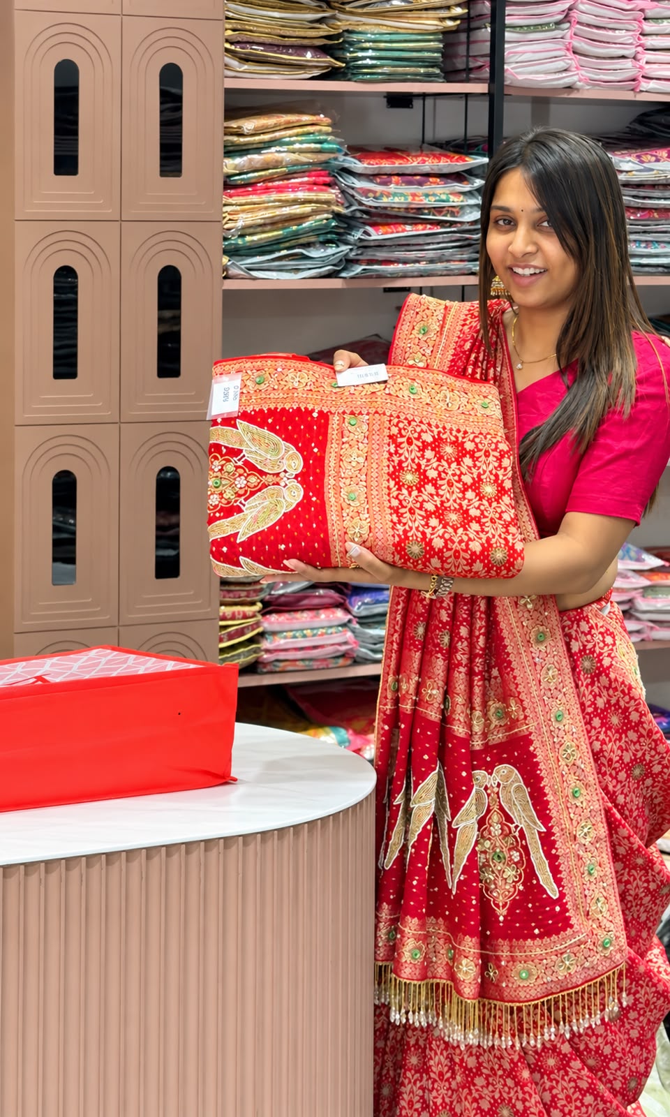 Gorgeous Designer Banarasi Silk Saree with Heavy Zari Work and Fancy Tassels