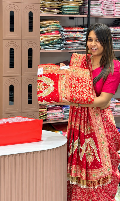 Gorgeous Designer Banarasi Silk Saree with Heavy Zari Work and Fancy Tassels