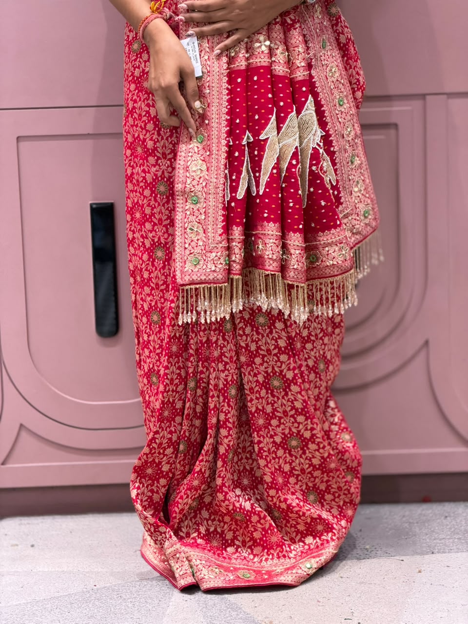 Gorgeous Designer Banarasi Silk Saree with Heavy Zari Work and Fancy Tassels