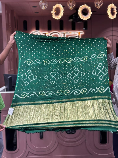 Exclusive Traditional Bandhani Print Soft Fabric Saree With Rich Zari Pallu