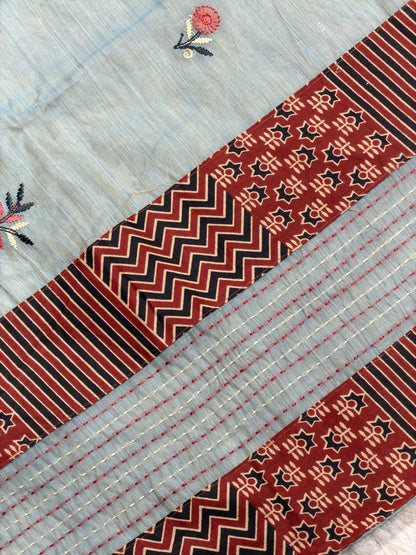 Exclusive Designer Cotton Saree with Traditional Print and Beautiful Embroidery by SHAGUN FASHION