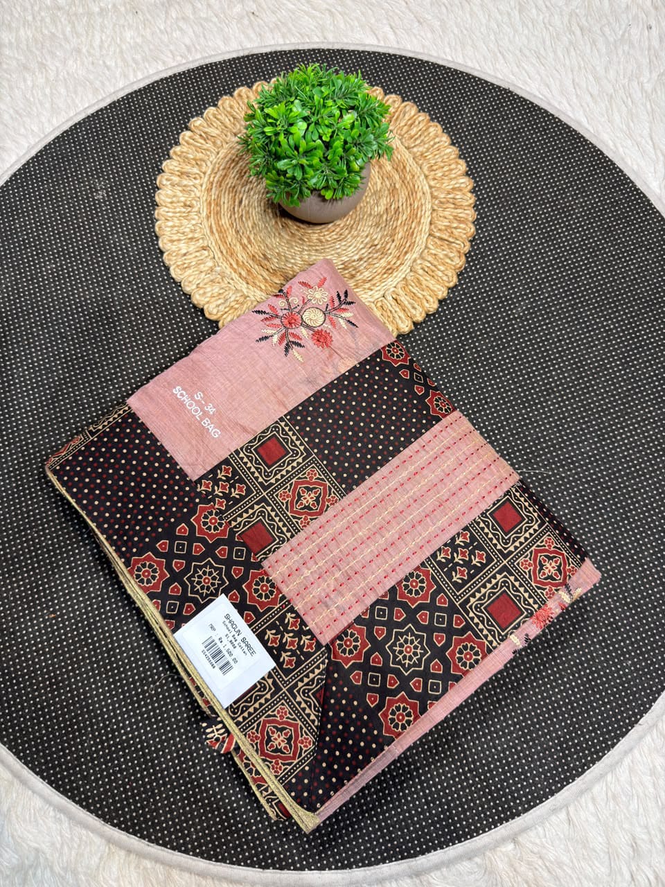 Exclusive Designer Cotton Saree with Traditional Print and Beautiful Embroidery by SHAGUN FASHION