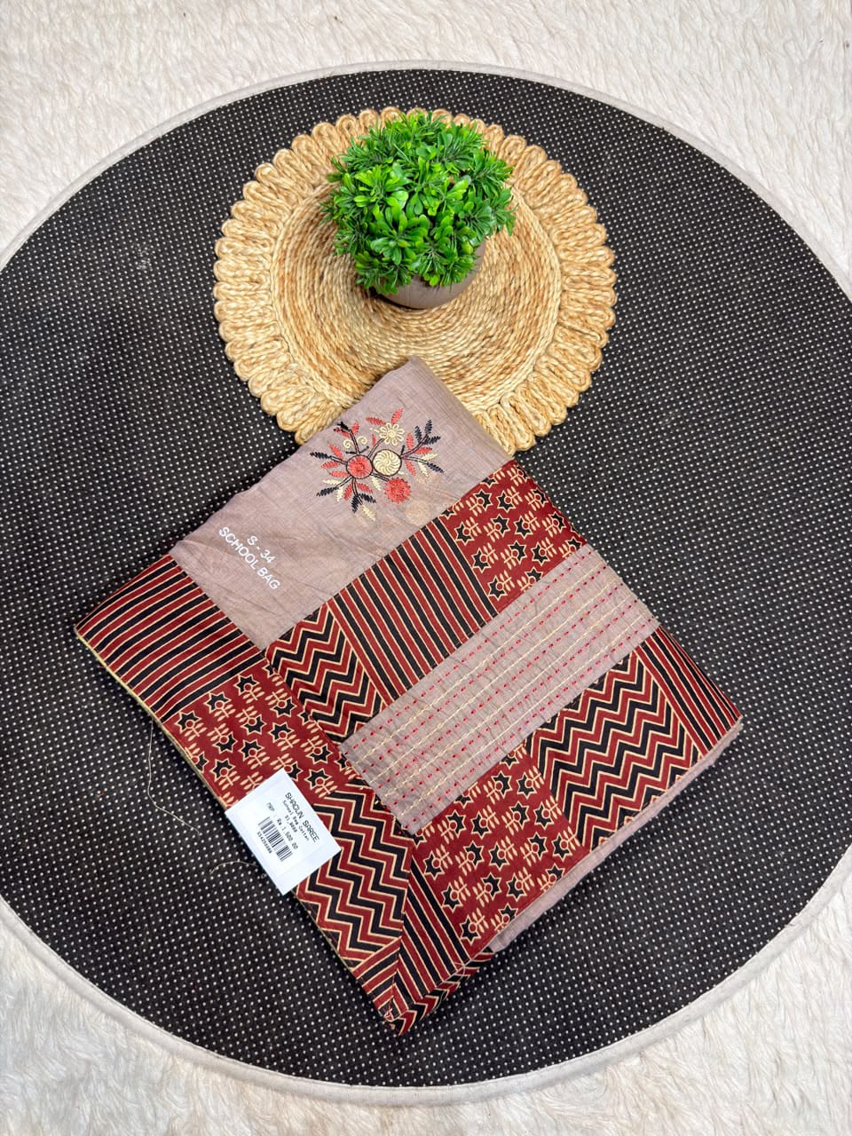 Exclusive Designer Cotton Saree with Traditional Print and Beautiful Embroidery by SHAGUN FASHION