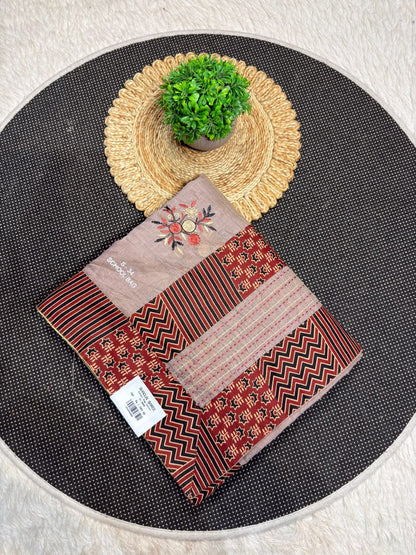 Exclusive Designer Cotton Saree with Traditional Print and Beautiful Embroidery by SHAGUN FASHION