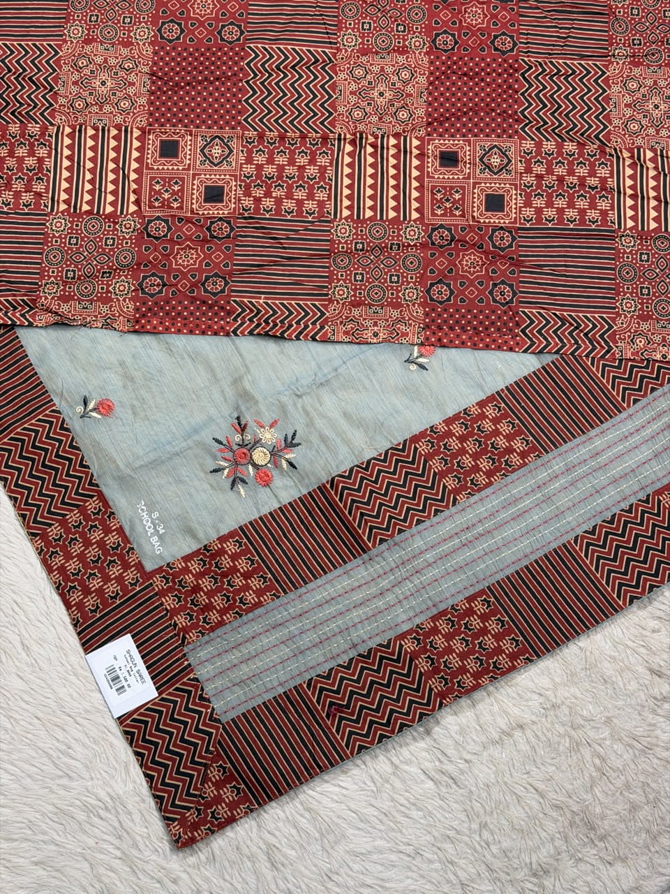 Exclusive Designer Cotton Saree with Traditional Print and Beautiful Embroidery by SHAGUN FASHION