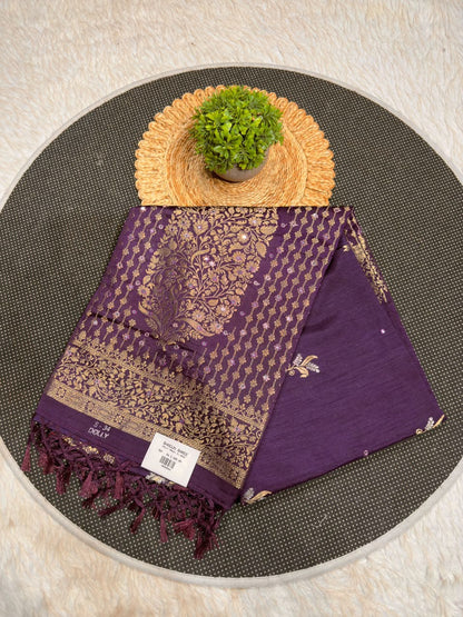 SHAGUN FASHION Premium Dola Silk Saree with Rich Gold Zari Weaving, Mirror Sequin Work & Tassels