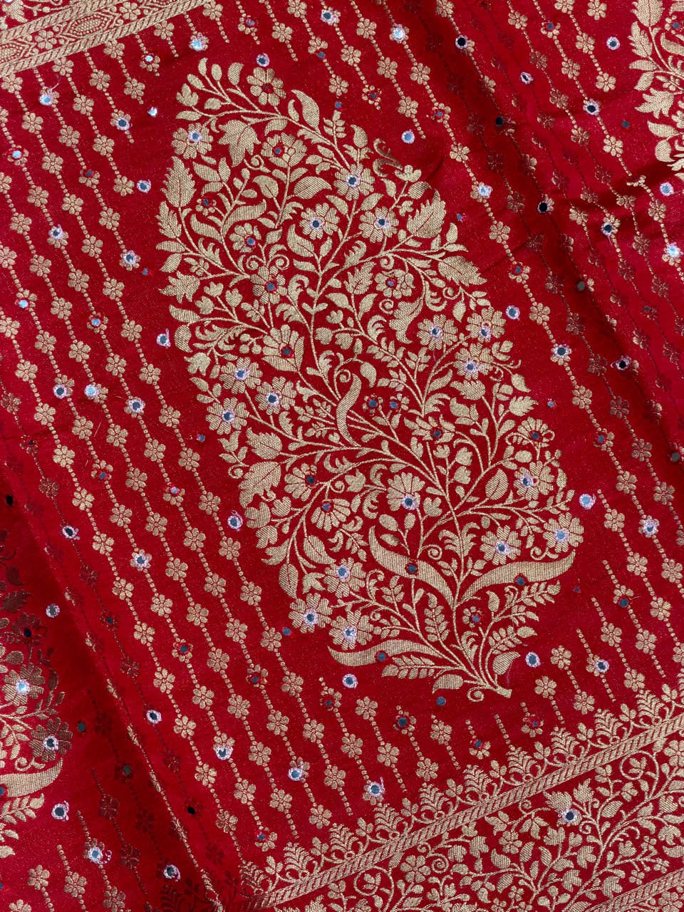 SHAGUN FASHION Premium Dola Silk Saree with Rich Gold Zari Weaving, Mirror Sequin Work & Tassels