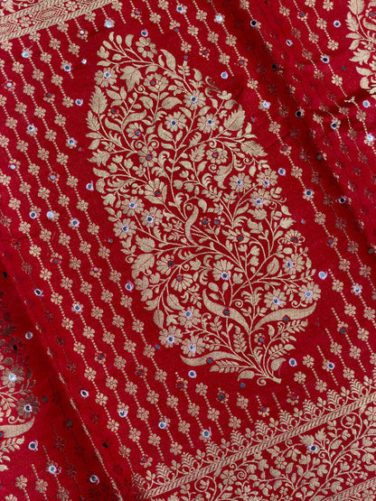 SHAGUN FASHION Premium Dola Silk Saree with Rich Gold Zari Weaving, Mirror Sequin Work & Tassels