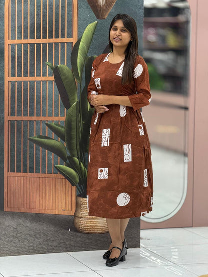 Stylish Printed Rayon Midi Dress for Women by SHAGUN FASHION