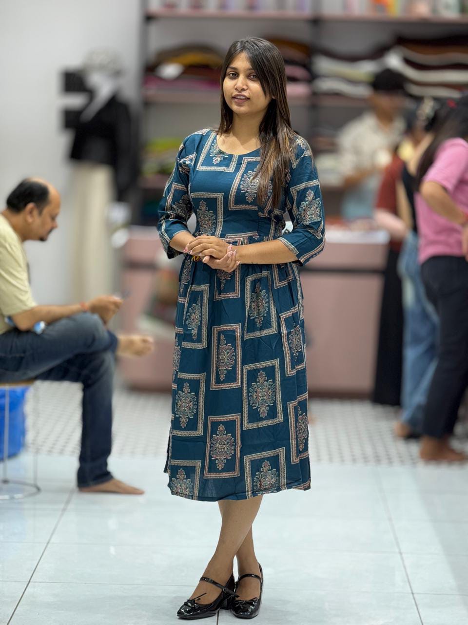Stylish Printed Rayon Midi Dress for Women by SHAGUN FASHION