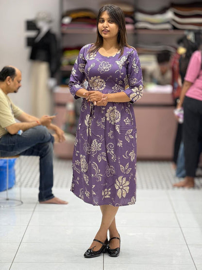 Stylish Printed Rayon Midi Dress for Women by SHAGUN FASHION