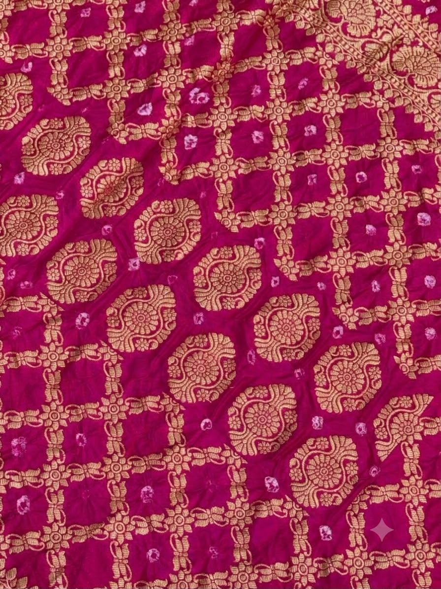 SHAGUN FASHION Premium Bandhani Silk Saree with Rich Zari Weaving & Designer Border